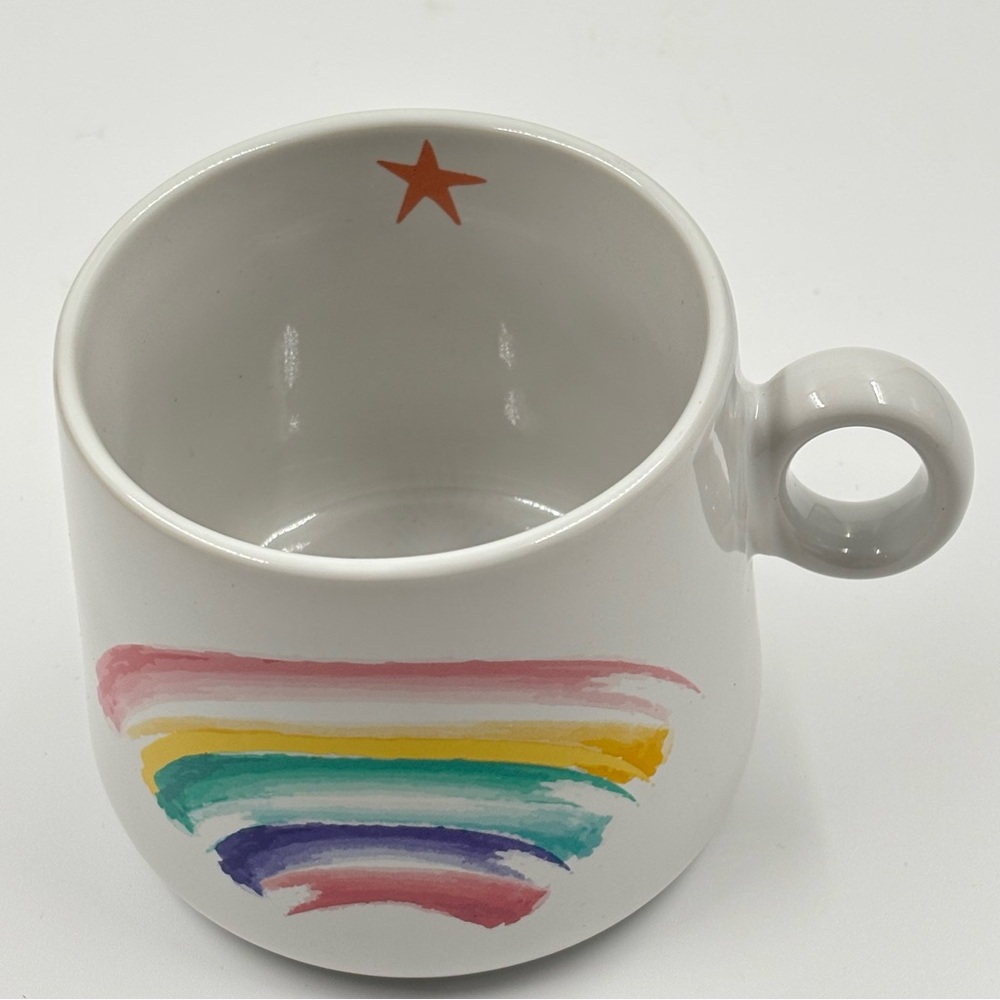 NWT Mainstays Rainbow Striped Stackable Ceramic Mug - Picture 2 of 5